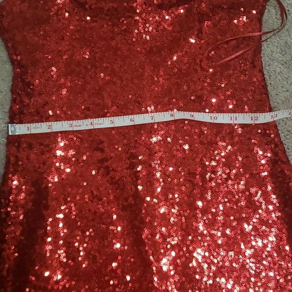 Red Mini Sequins Dress - Picture 8 of 9